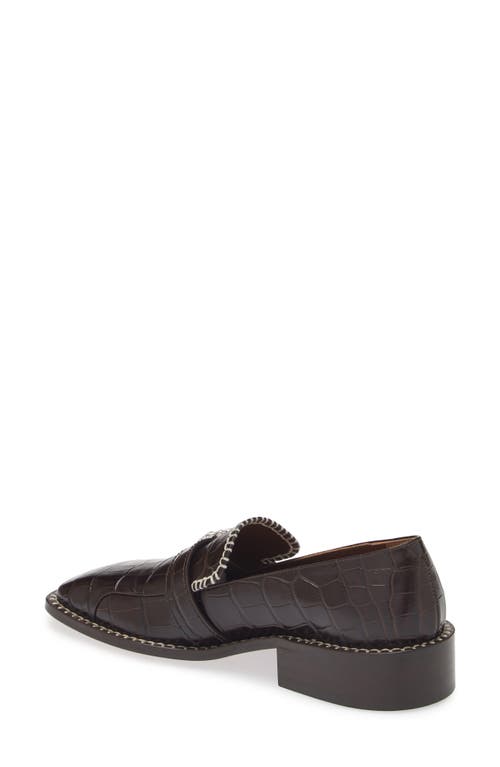 Shop Wales Bonner Croc Embossed Loafer In Light Black