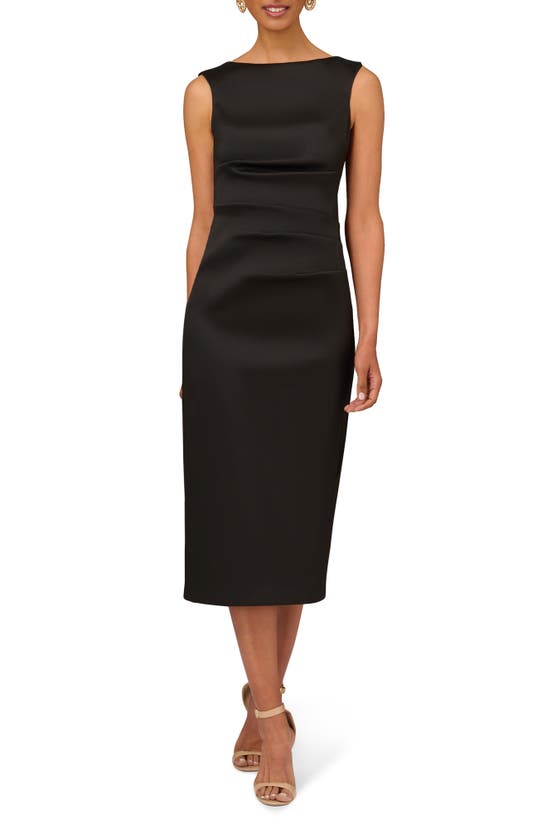 Shop Aidan Mattox By Adrianna Papell Stretch Mikado Cocktail Midi Dress In Black