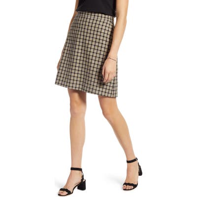 Petite 1901 Check Print Cotton Skirt, Black