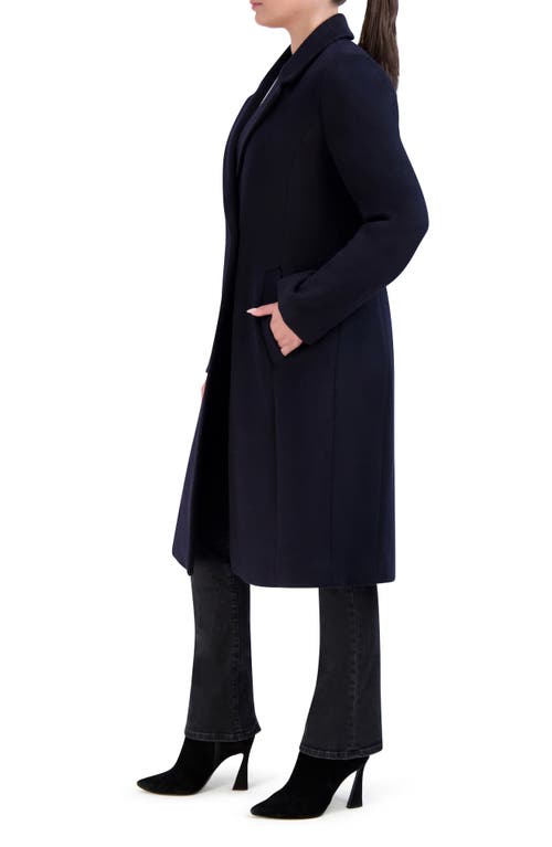 Cole Haan Signature Asymmetric Slick Wool Blend Coat In Midnight