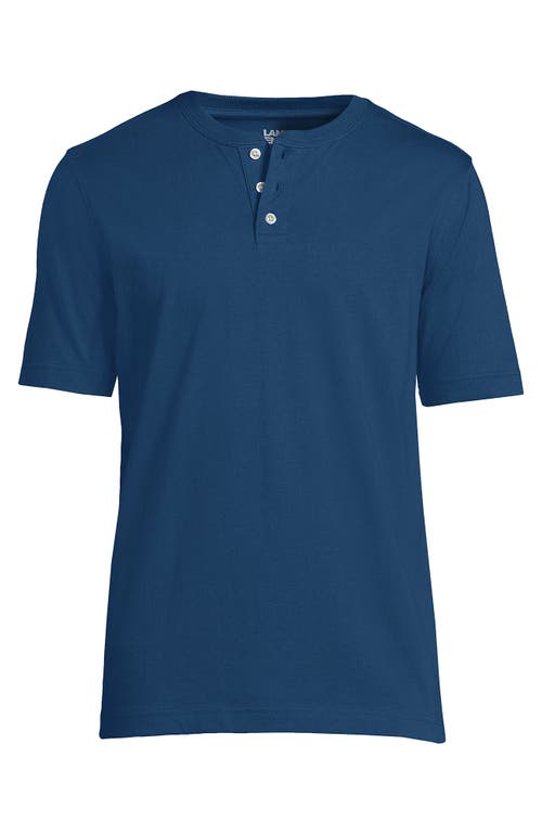 Shop Lands' End Short Sleeve Super-t Henley In Evening Blue