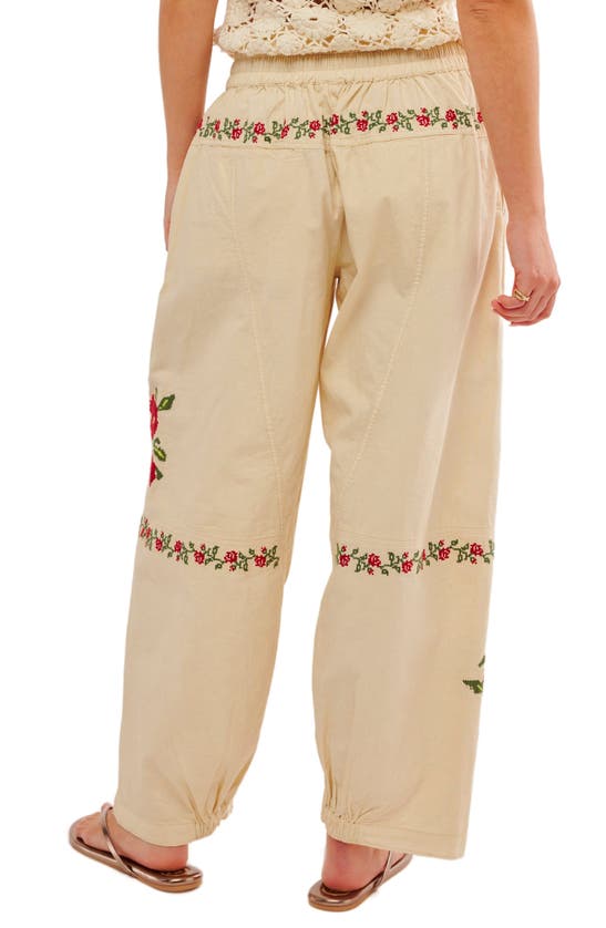 Shop Free People Rosalia Floral Embroidered Pants In Birch Combo