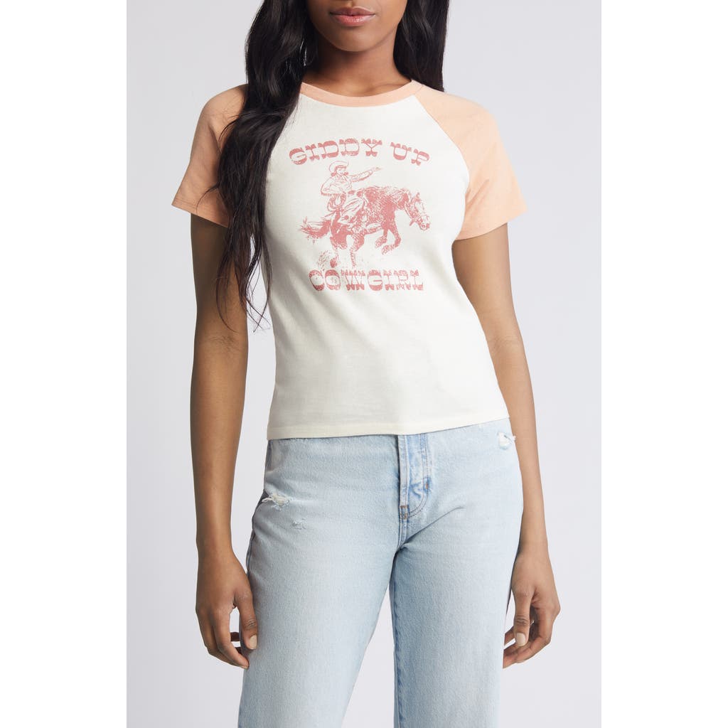 Golden Hour Giddy Up Cowgirl Graphic T-shirt In Ivory/orange