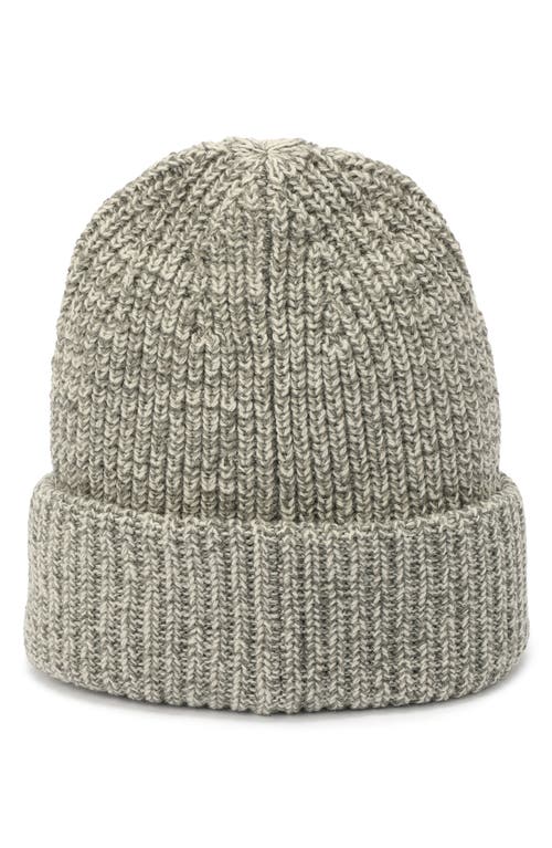 Shop Allsaints Marled Wool Blend Rib Cuff Beanie In Grey Marl/chalk