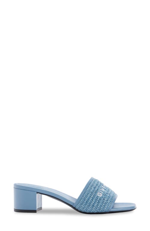 Shop Givenchy Logo Raffia Slide Sandal In Denim Blue