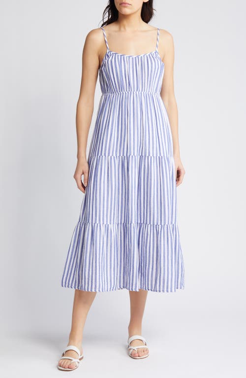 Blakely Stripe Organic Cotton Tiered Midi Sundress in Anacapa Stripe