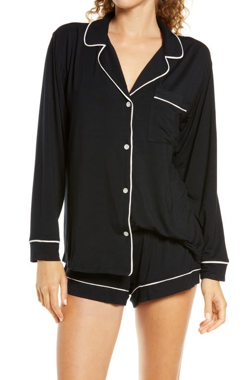 Eberjey Gisele Jersey Short Pajamas In Black/sorbet Pink