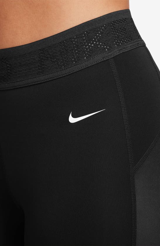 Shop Nike Pro 7/8 Mesh Panel Leggings In Black/ White