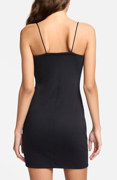 Nike Sportswear Chill Knit Mini Rib Cami Minidress In Black/sail