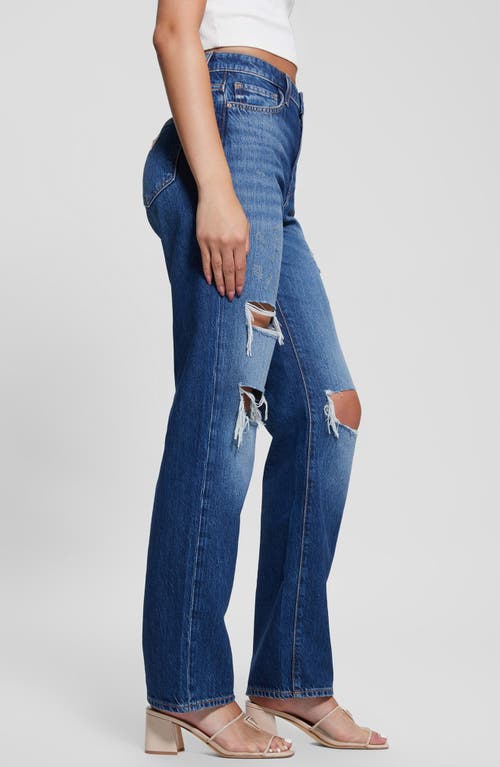 Guess Relaxed Fit Ripped Straight Leg Jeans In Blitz