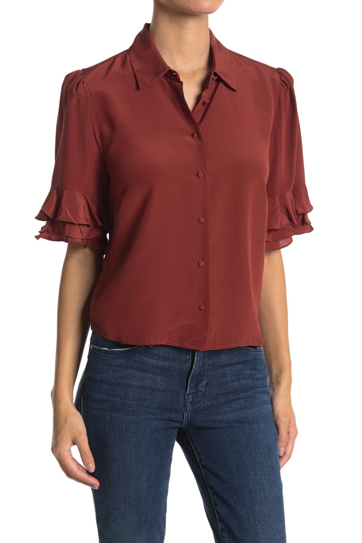 silk ruffle top