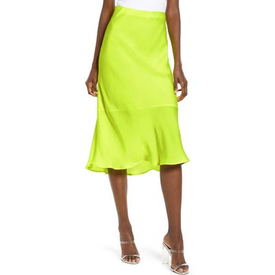 Leith Satin Midi Skirt, Yellow