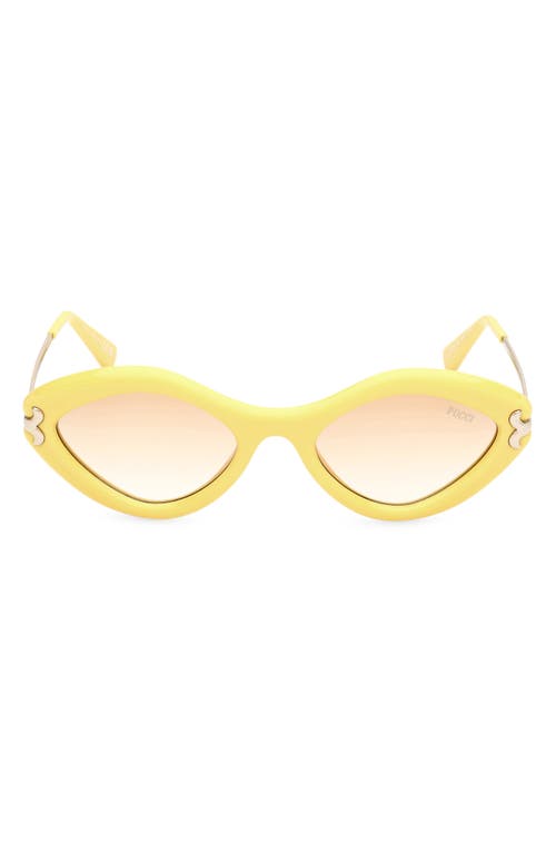 Shop Emilio Pucci Geometric 54mm Sunglasses In Shiny Yellow/gradient Brown