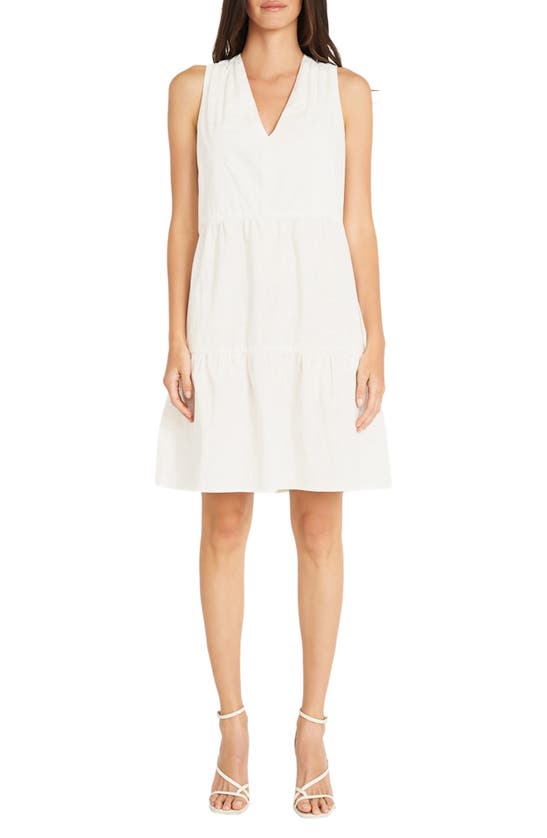 Maggy London Sleeveless Tiered Fit & Flare Dress In Ivory