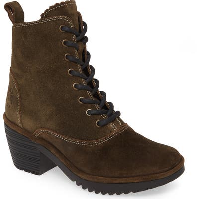 Fly London Wune Lace-Up Bootie,10.5- Green