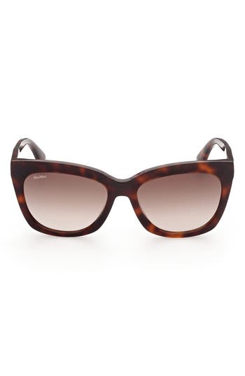 Shop Max Mara 55mm Square Sunglasses In Dark Havana/gradient Brown