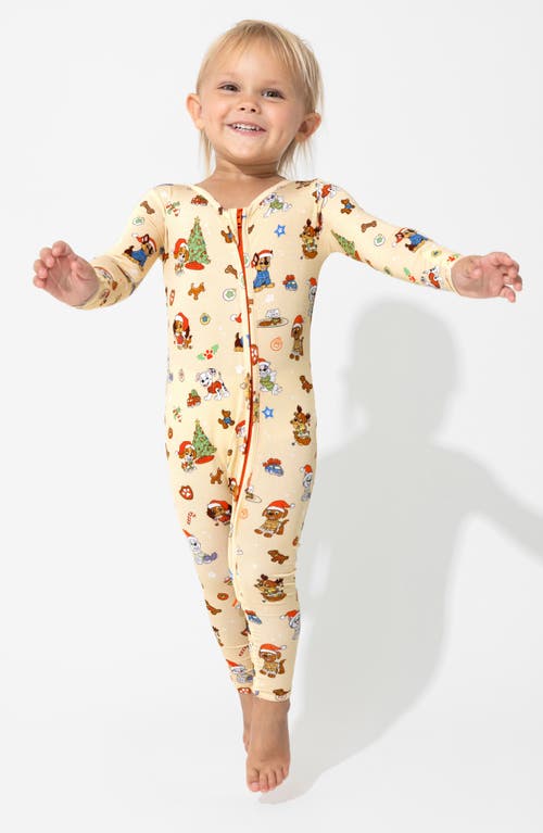 Shop Bellabu Bear X Paw Patrol Holiday Convertible Fitted One-piece Pajamas In Ivory Multi