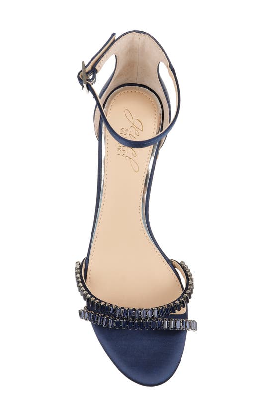 Jewel Badgley Mischka Joanne Embellished Block Heel Sandal In Navy