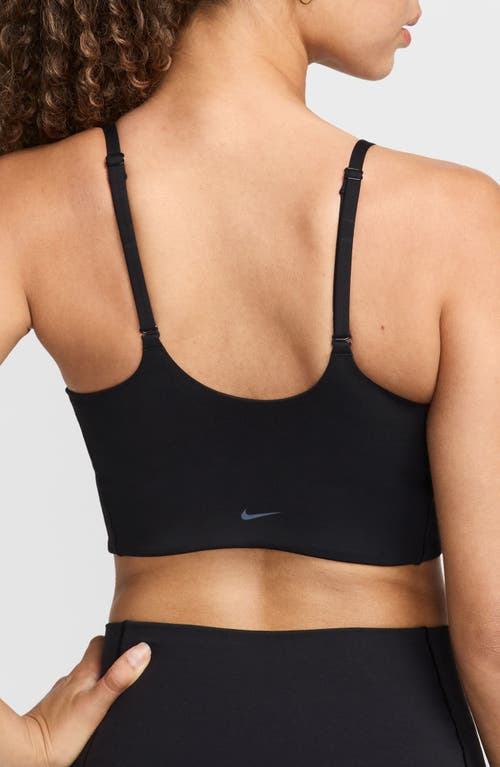 Shop Nike Alate Versa Dri-fit Light Longline Sports Bra In Black/lt Orewood Brn