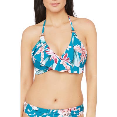 La Blanca Flyaway Surplice Bikini Top, Orange