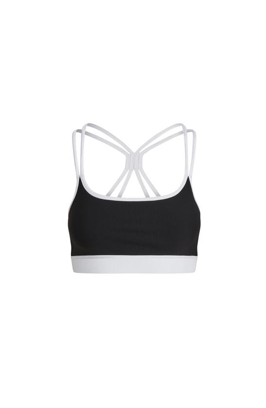 Shop Electric Yoga Color Block Rib Bra In Black/white