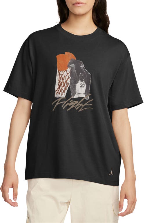 Jordan Collage Girlfriend Oversize T-shirt In Black/legend Medium Brown