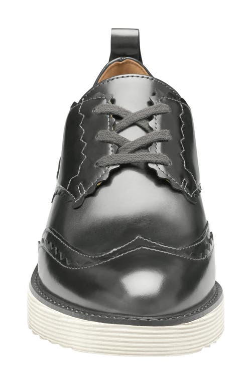 Johnston & Murphy Mitzi Wedge Derby In Pewter Metallic Sheepskin