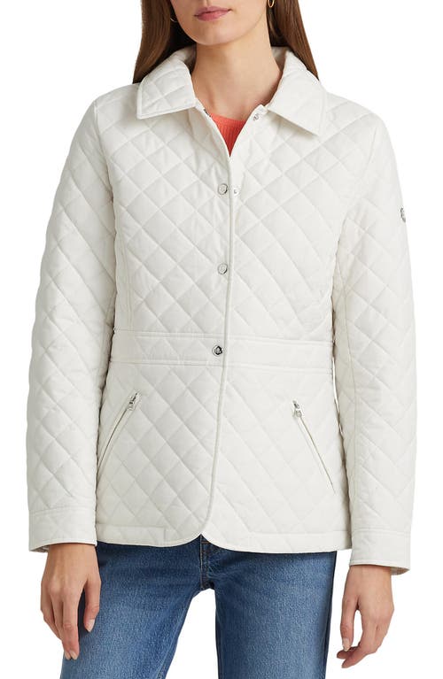 Lauren Ralph Quilted Peplum Jacket Cream at Nordstrom,