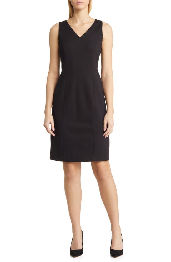 Anne Klein Women's Compression V-neck Sheath Dress In Anne Black