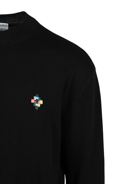 Shop Marcelo Burlon County Of Milan Marcelo Burlon Cross Color Long Sleeve Knit T-shirt In Black