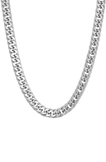 Fzn Double Curb Chain Necklace In Silver