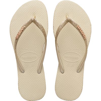 Havianas Slim Sparkle Flip Flop, 1/42 BR - Beige