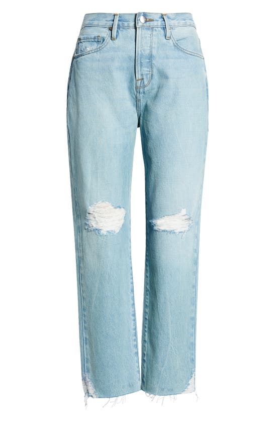 Frame Le Original Ripped High Waist Crop Jeans In Limelight