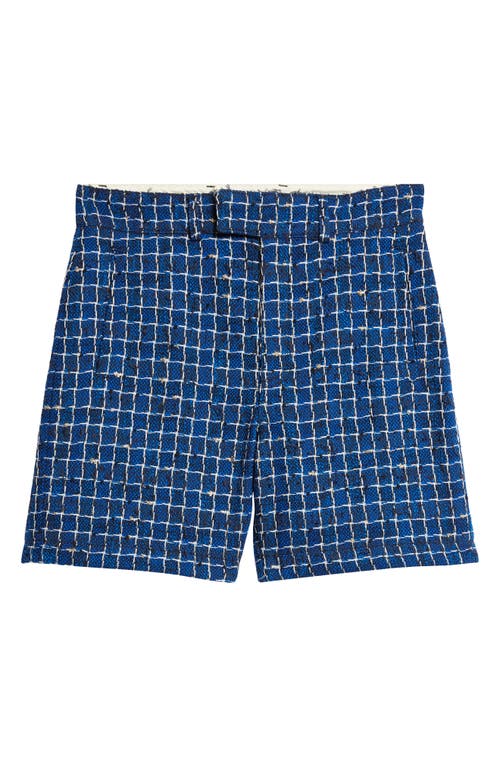 Shop Amiri Stripe Bouclé Tweed Shorts In Navy