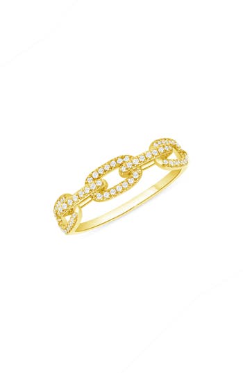 Shop Ron Hami 14k Gold Pavé Diamond Chain Ring In Yellow Gold/diamond