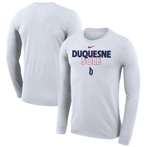 Nike White Duquesne Dukes 2023 On Court Bench Long Sleeve T-Shirt