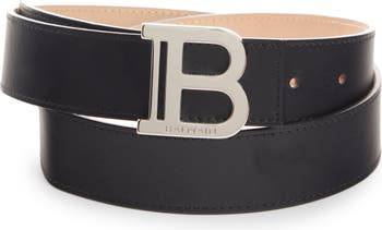 Balmain Monogram Buckle Belt in Ivory/Black at Nordstrom, Size 110 EU