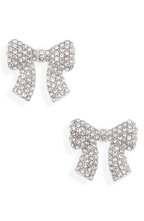 Bp. Rhinestone Bow Stud Earrings In Sterling Silver Crystal