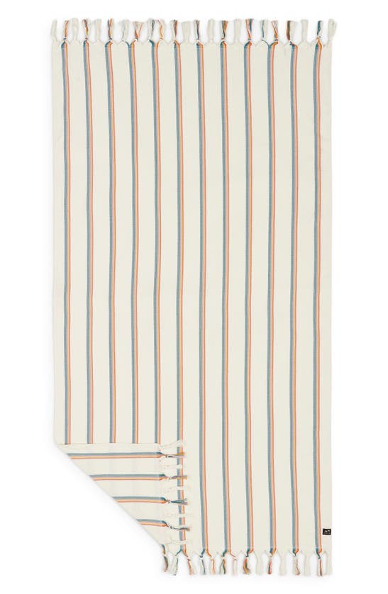 Slowtide Baja Stripe Cotton Beach Towel In Cream