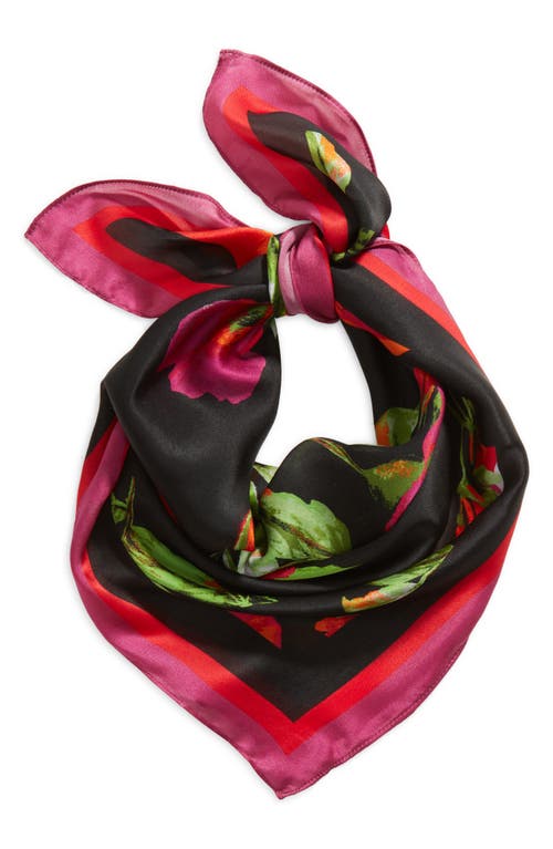 Nordstrom X Harlem's Fashion Row Harbison Print Silk Square Scarf In Black- Red Poppy Border