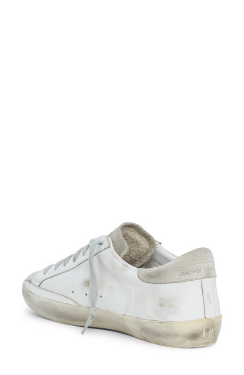 Golden Goose Super-star Sneakers With Ice-gray Suede Star And Light Brown Heel Tab Shoes In White/ice