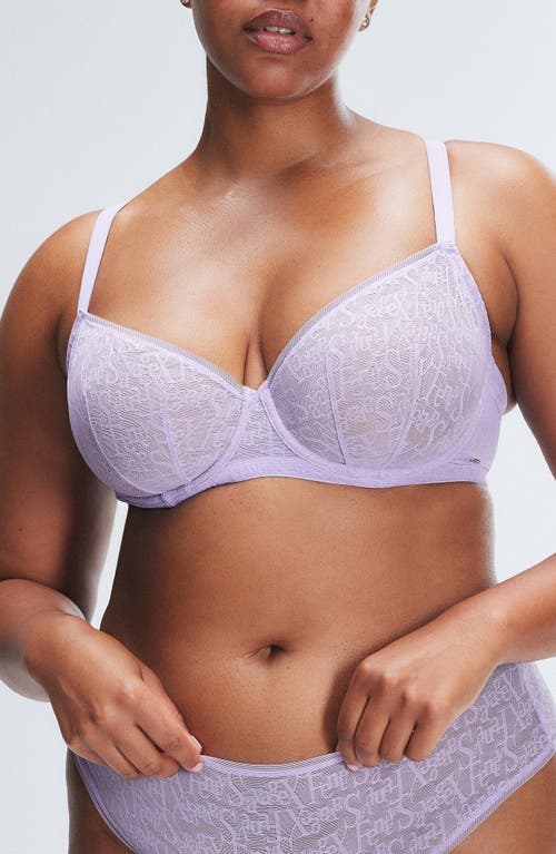 Savage X Fenty Signature Script Lace Underwire Demi Bra In Purple Lavender