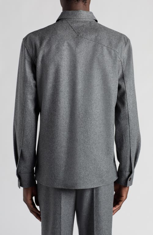 Bottega Veneta Regular Fit Lightweight Wool Flannel Button-up Shirt In Grey Melange