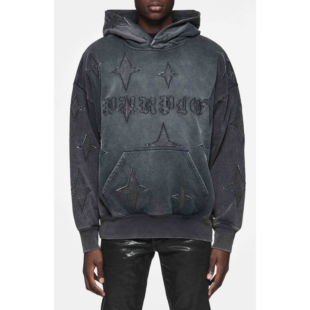 Purple Brand Gothic Stars Cotton Hoodie In Black