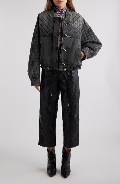 Shop Isabel Marant Celiany Oversize Quilted Denim Bomber Jacket In Dark Grey