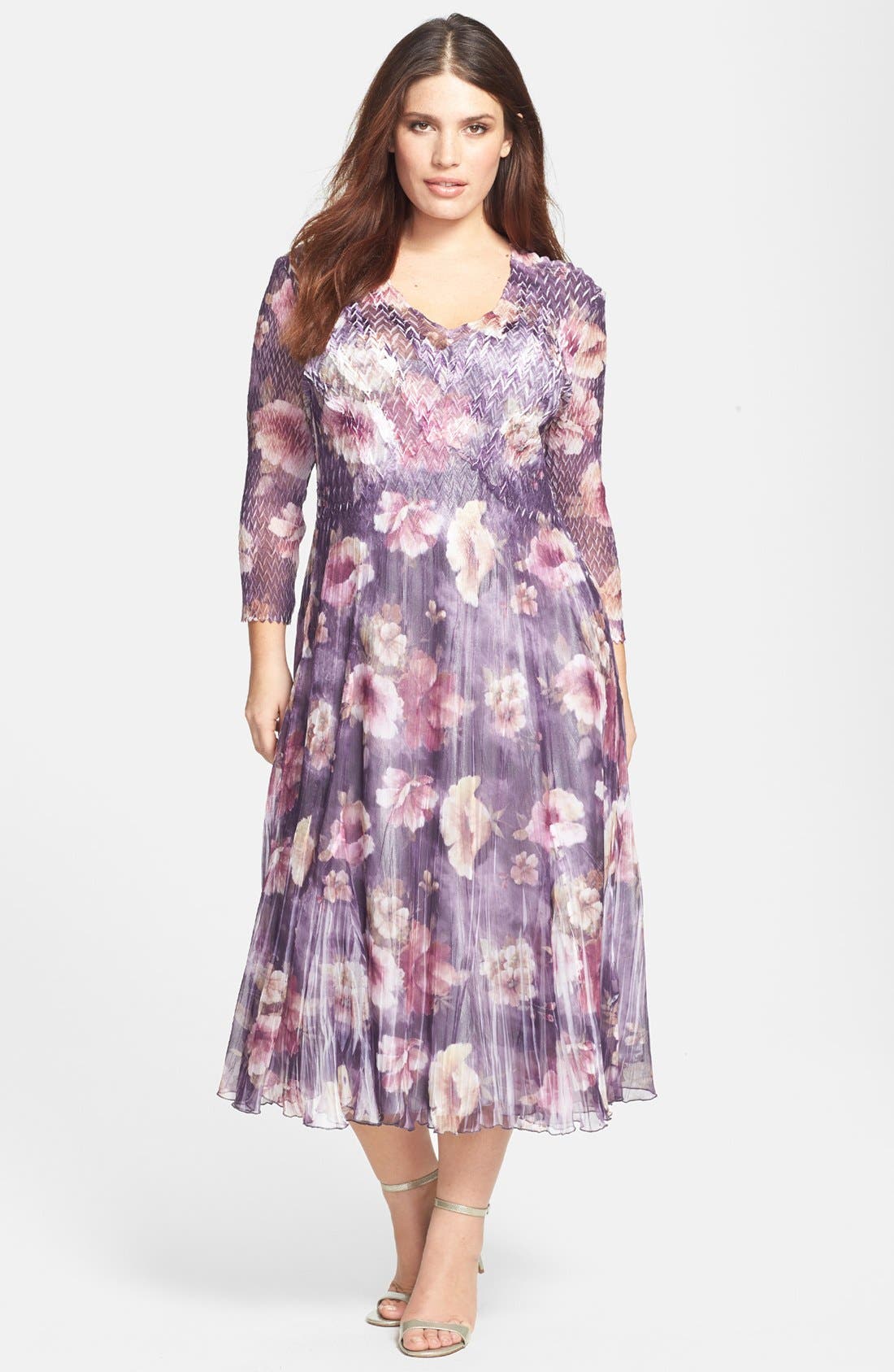 Komarov Floral Print Charmeuse Dress (Plus Size) Nordstrom
