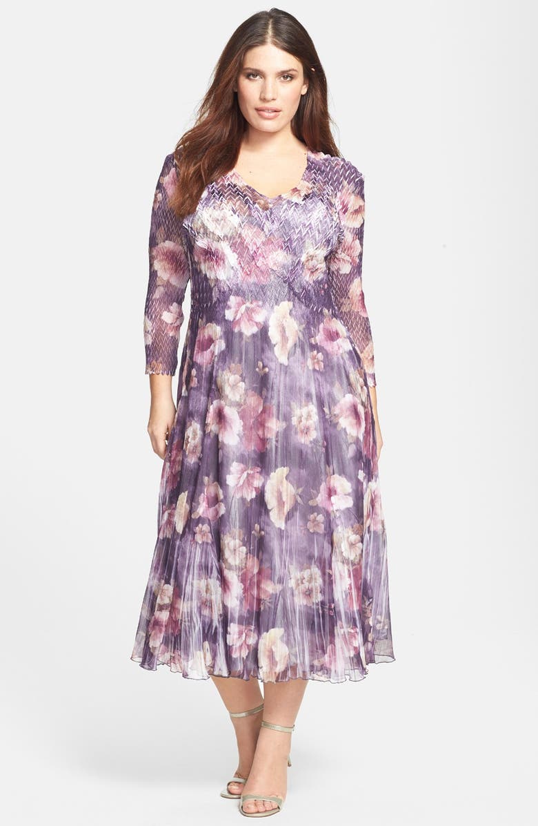 Komarov Floral Print Charmeuse Dress (Plus Size) | Nordstrom
