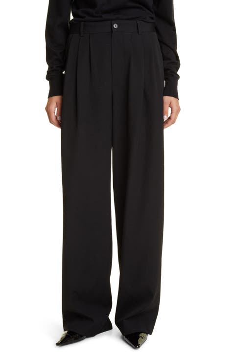 Black Folded-waist twill wide-leg trousers, Acne Studios
