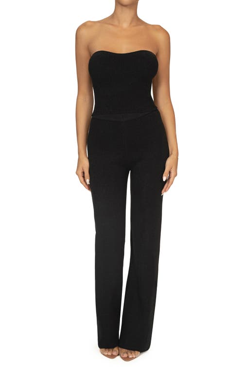 Jluxlabel Tropic Oasis Strapless Knit Top In Black