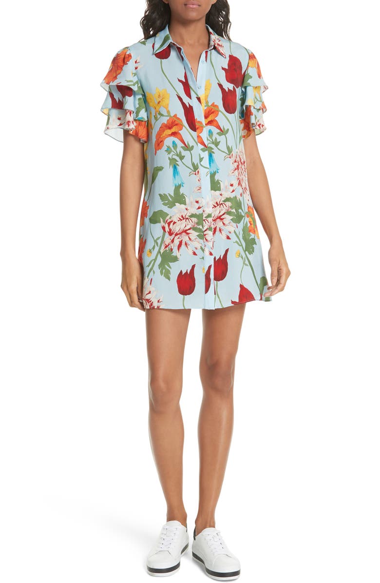 Alice + Olivia Jem Floral Flutter Sleeve Dress | Nordstrom